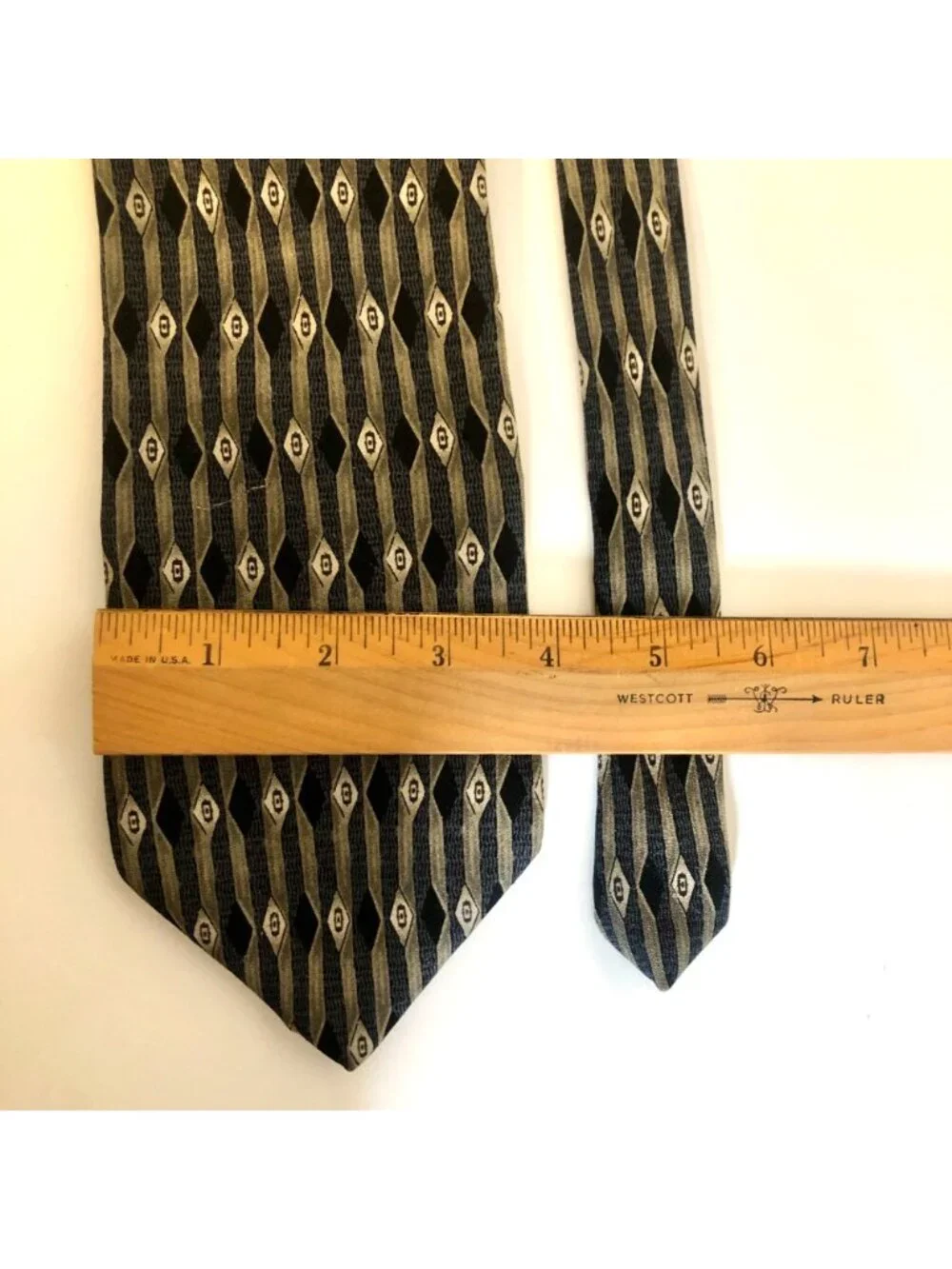 Louis Roth Mens Silk Tie Geometric Pattern Accessory Office Work Gift Necktie